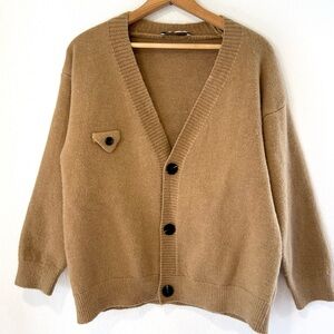 Seraphina by Few Moda Beige Cashmere Wool Boyfriend Cardigan Grandpacore Size S